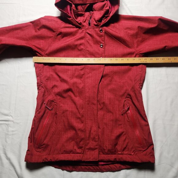 Merrell Womens Small Opti Shell Waterproof Breathable Hooded Jacket Vented Red - Picture 9 of 14